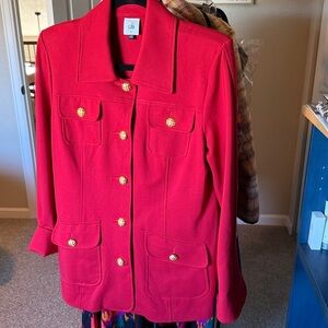 Cabi Red Blazer with Gold Accents